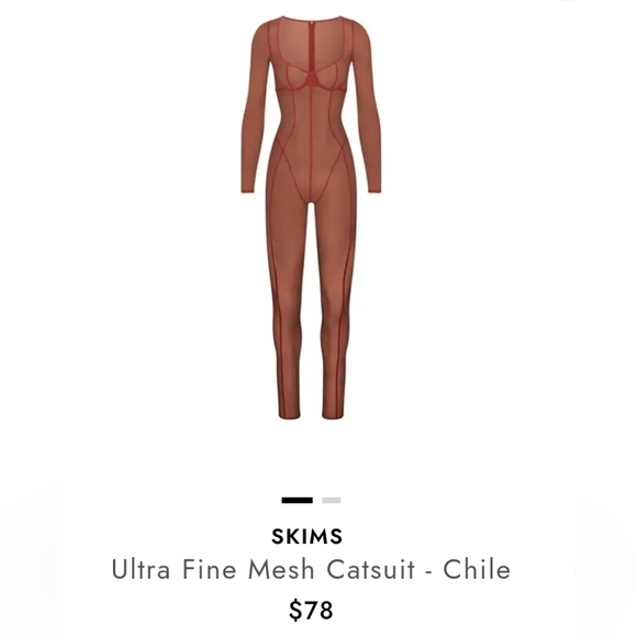 SKIMS Ultra Fine Mesh Catsuit in Red - Picture 1 of 11